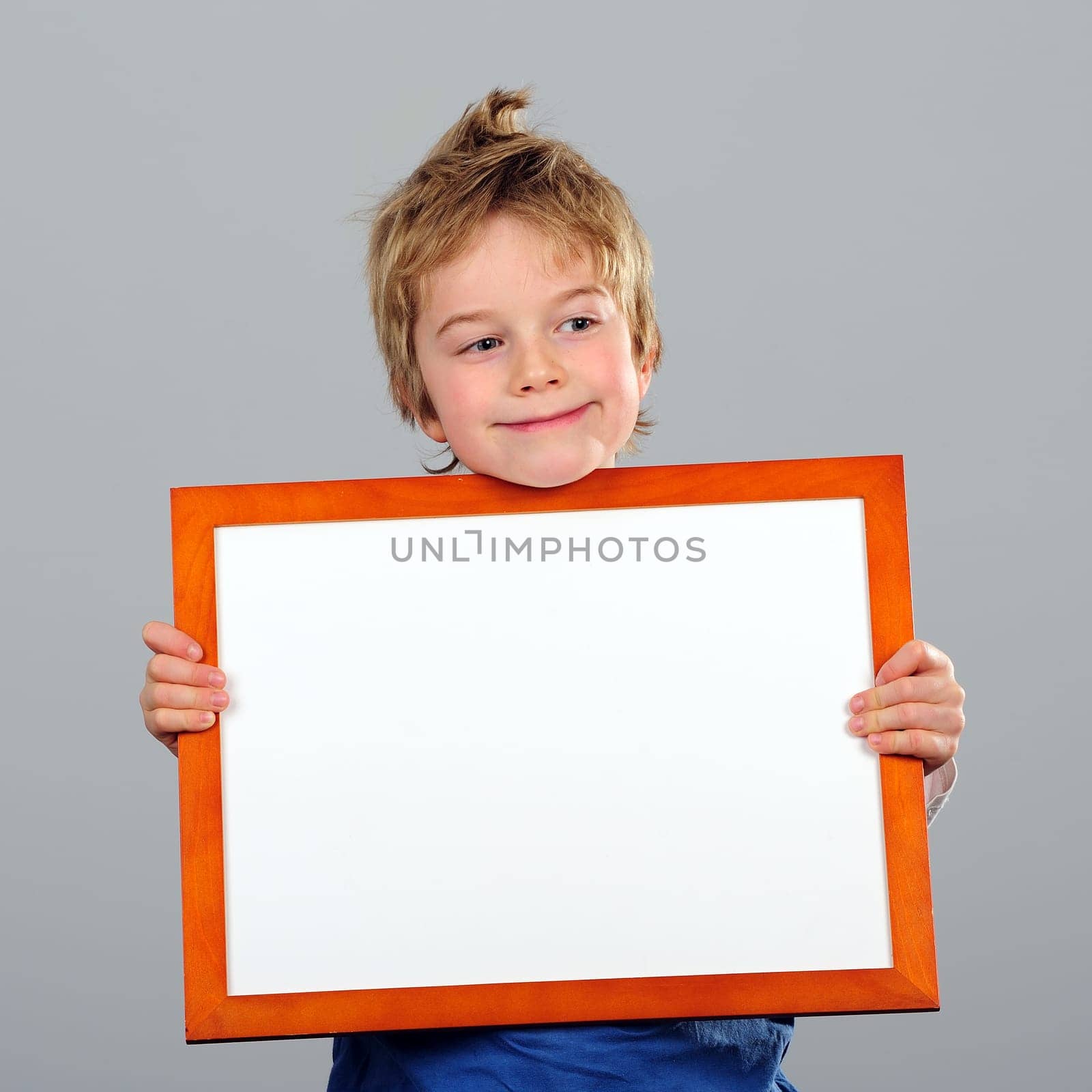 happy boy with frame