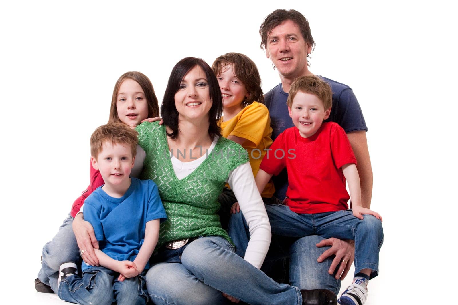 Big young family in a happy colorful mood