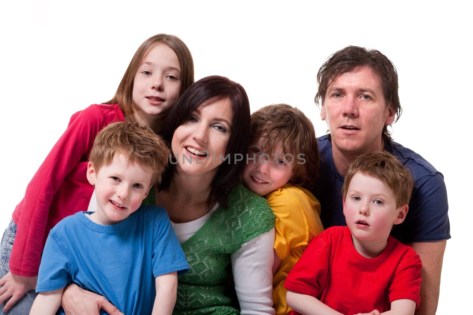 Big young family in a happy colorful mood