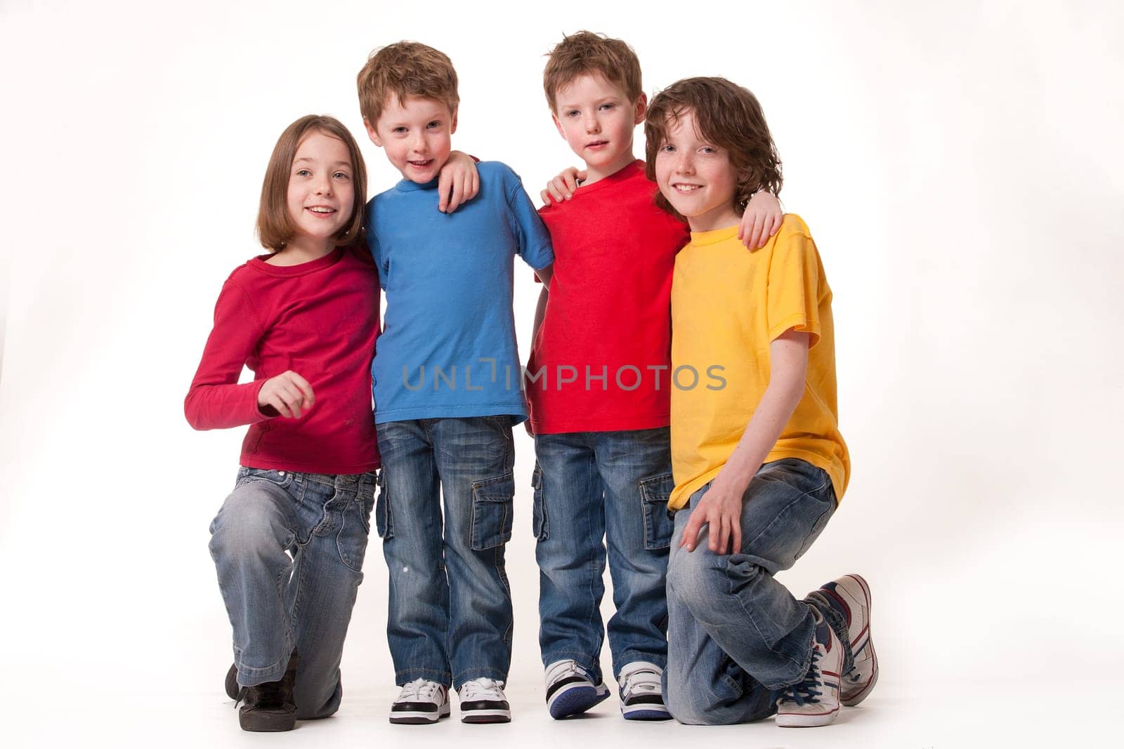 Young children isolated on a white background