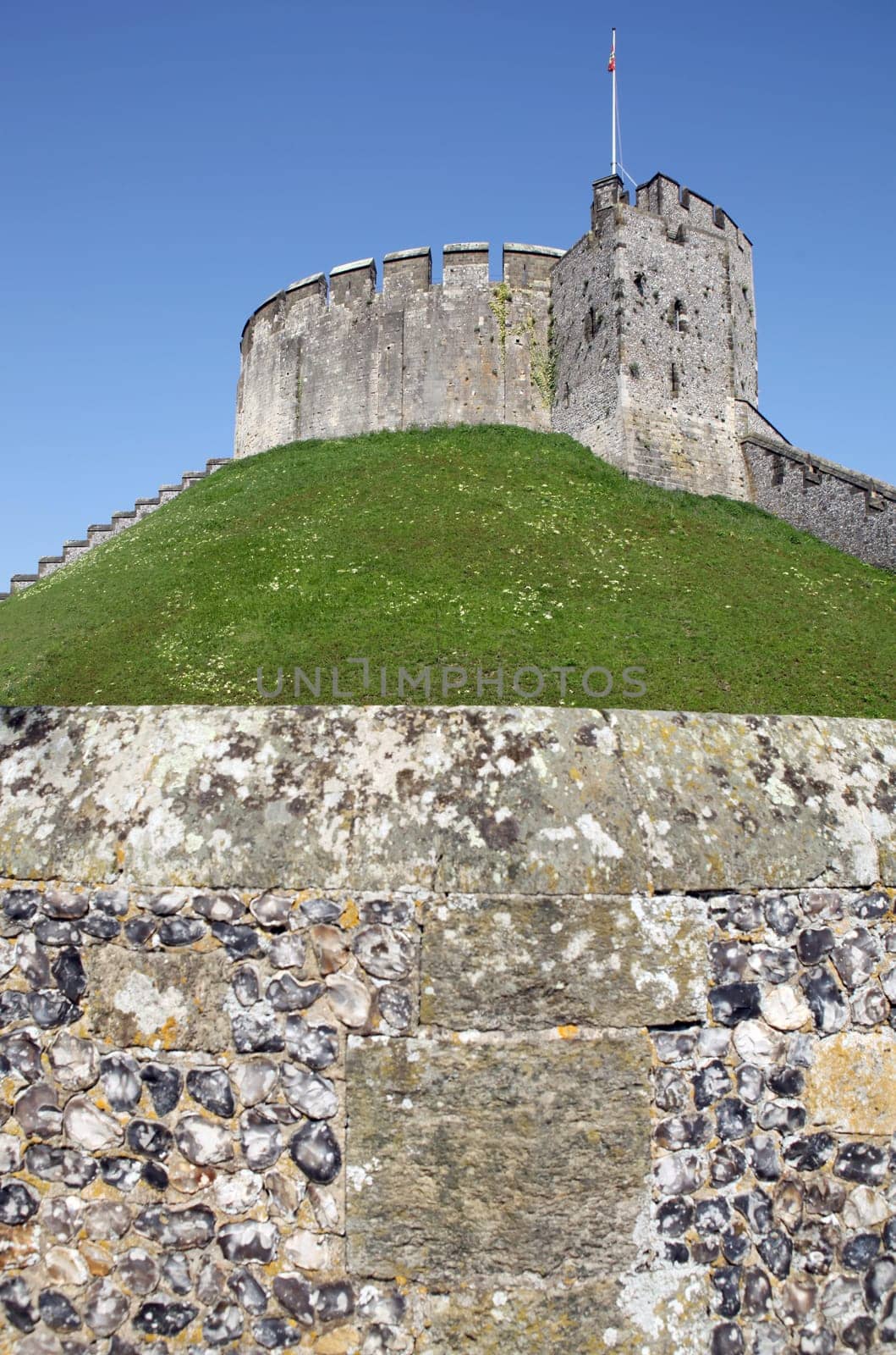 English medieval castle of Arundel the seat of the Dukes of Norfolk. Ancient stone fortification from middle ages