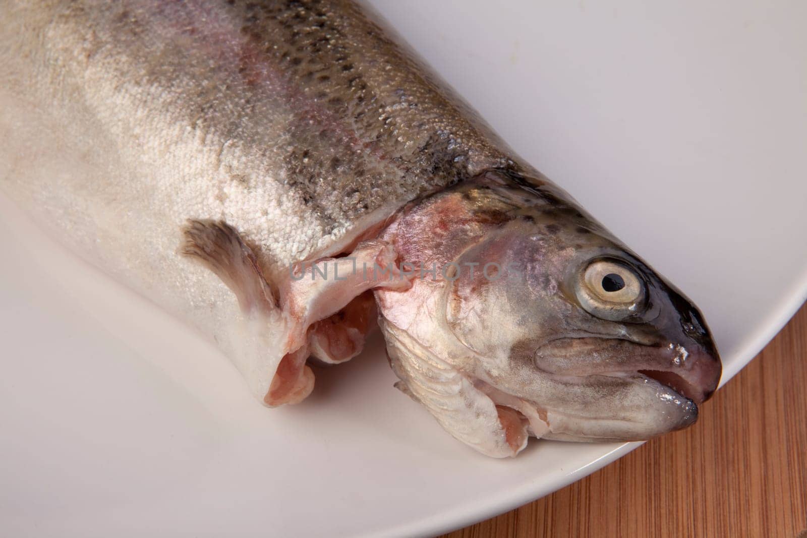 fish dinner of rainbow trout. fresh healthy meal on plate