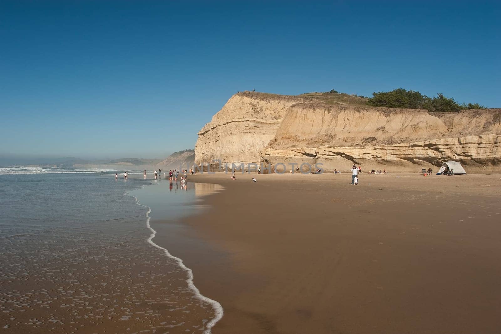 San Gregorio State Beach is a beach near San Gregorio, California, USA, south of Half Moon Bay. Part of the California State Park System, the beach lies just west of the intersection of State Route 1 and State Route 84. San Gregorio Creek widens to form a