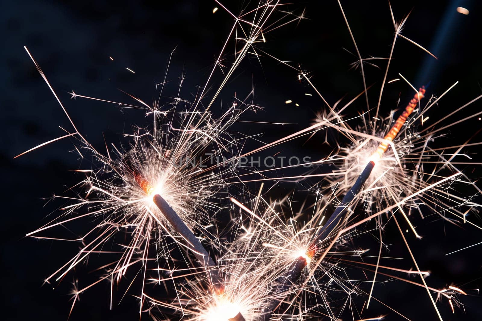 Close-up of sparkling fireworks display showcasing exciting light bursts.