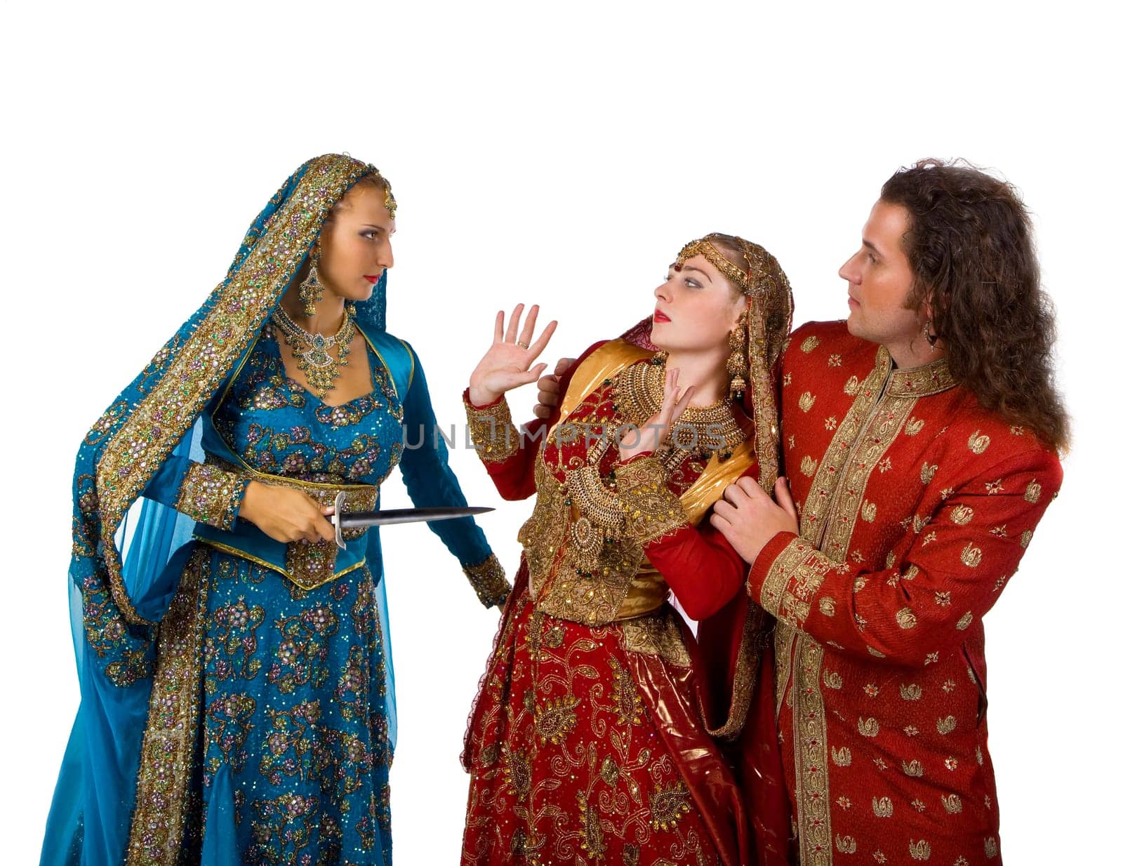 love triangle with man and two beauty women