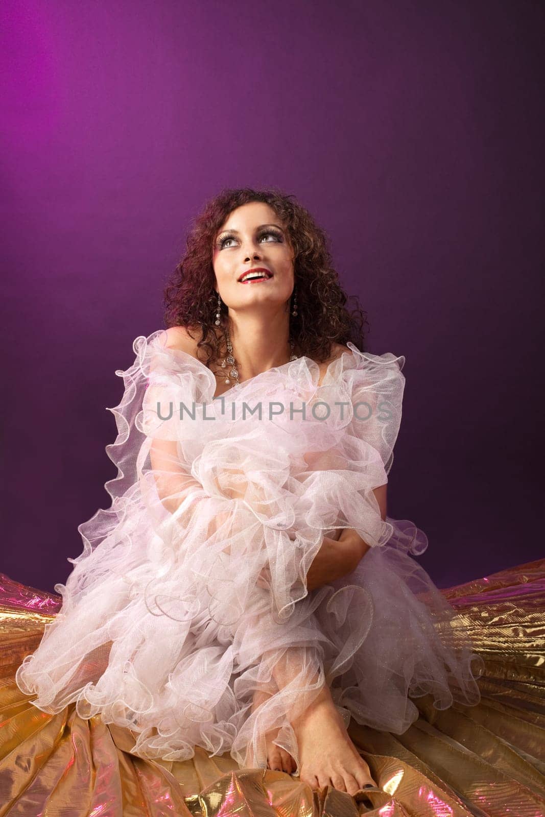 Beauty woman in ballet dream sit and smile