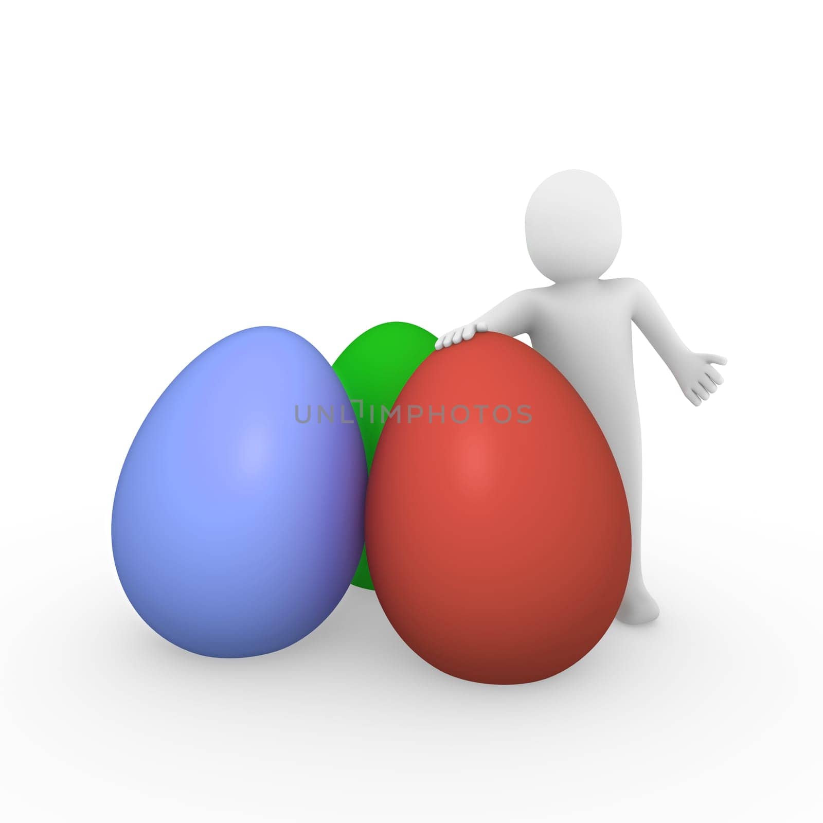 3d, human, easter, egg, red, green, blue, holiday