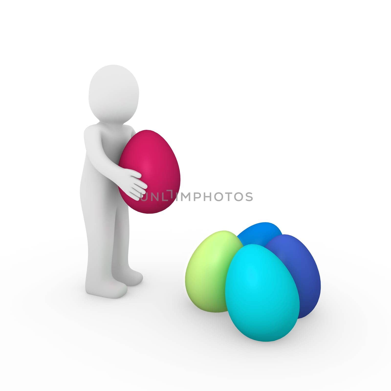 3d, human, easter, egg, green, pink, red