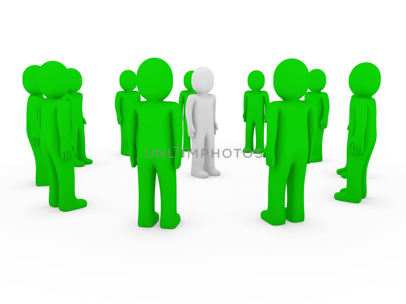 3d human circle green white teamwork business group
