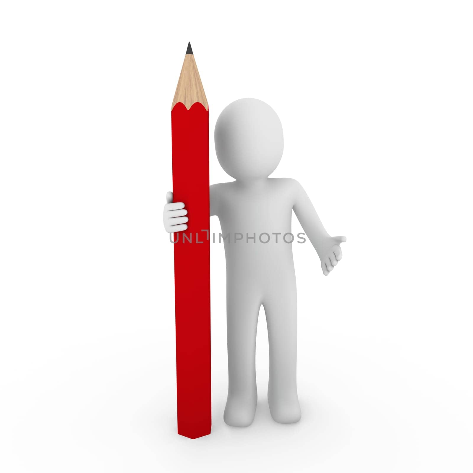 3d human pencil pen write red business draw