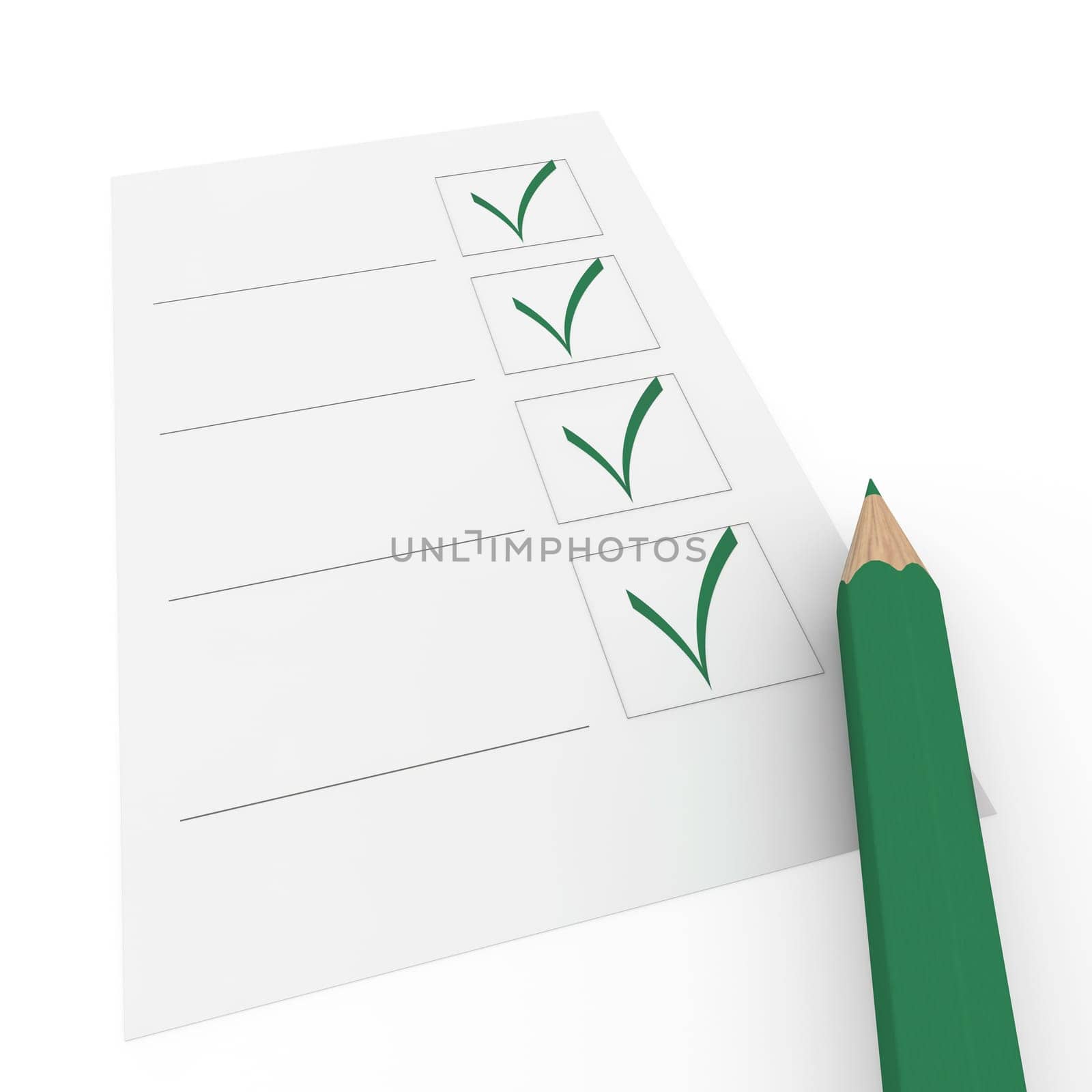 3d pencil pen check box green paper business