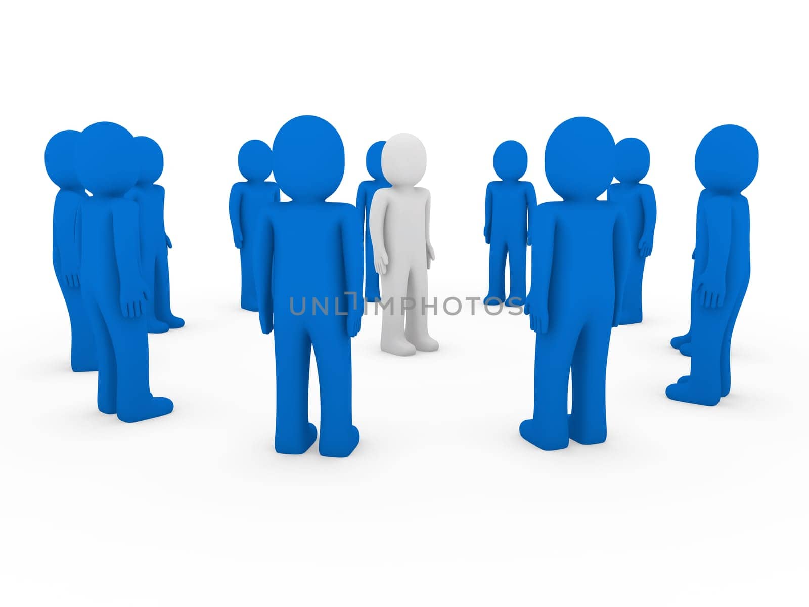 3d human circle blue white teamwork business group