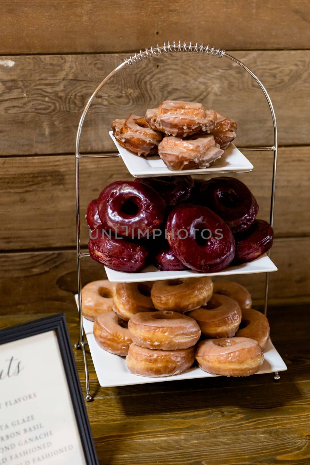 Wedding Donuts at Dessert Bar Reception by joshuaraineyphotography