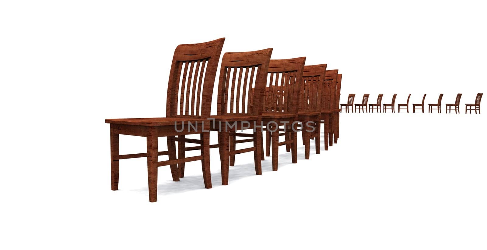 3D Chair Row - Brown 03