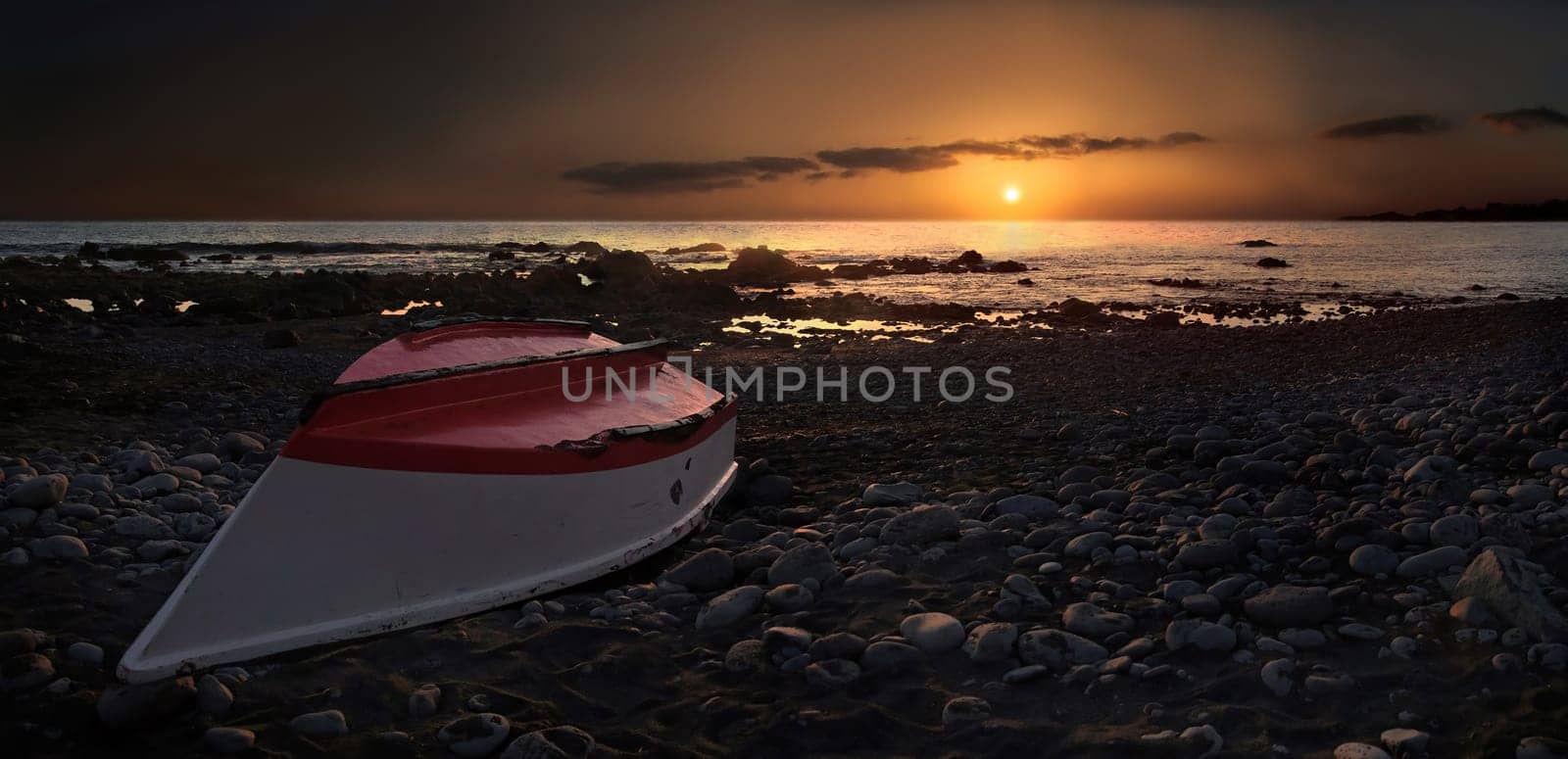 Fishing boat in sunset