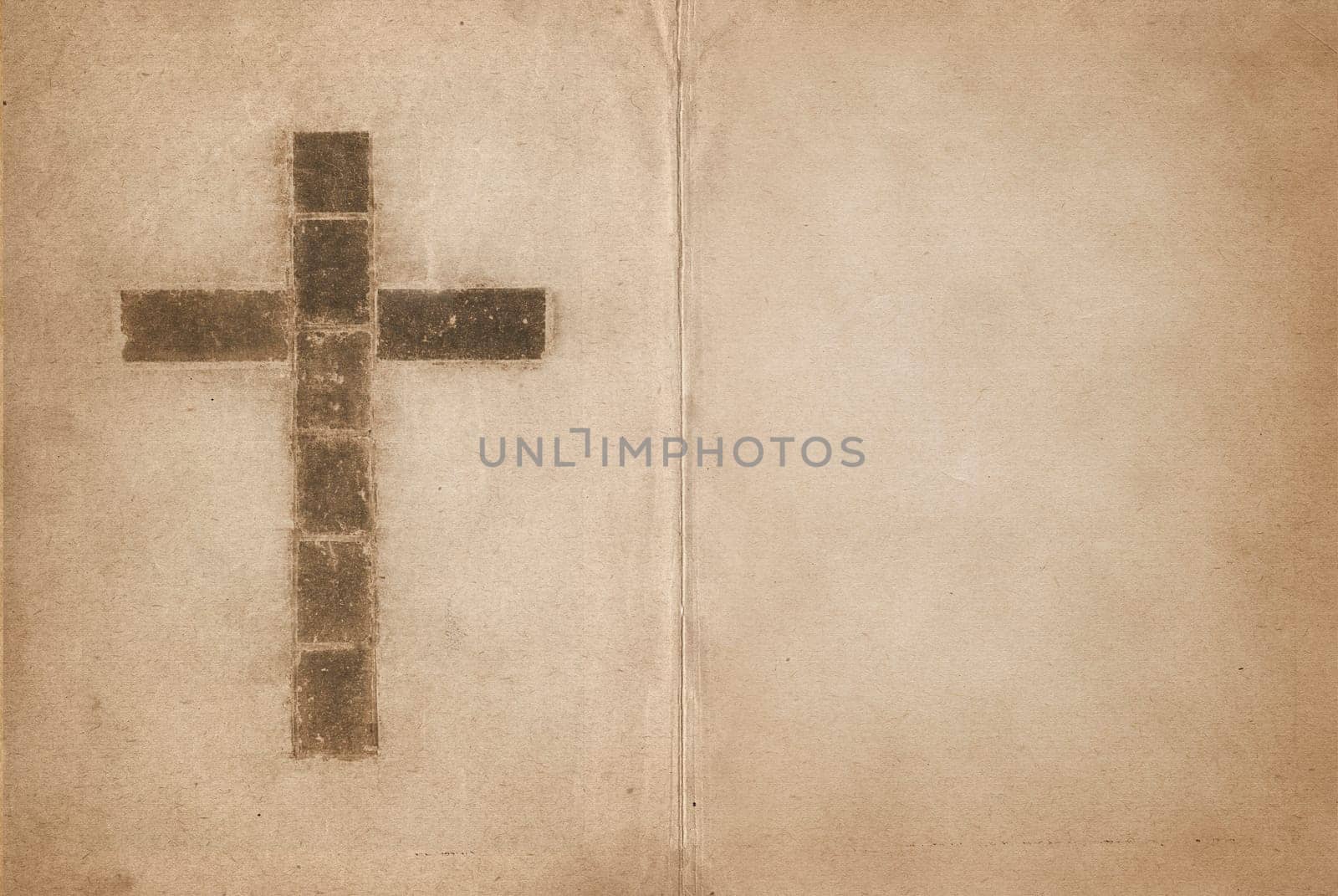 great image of a christian cross in old book