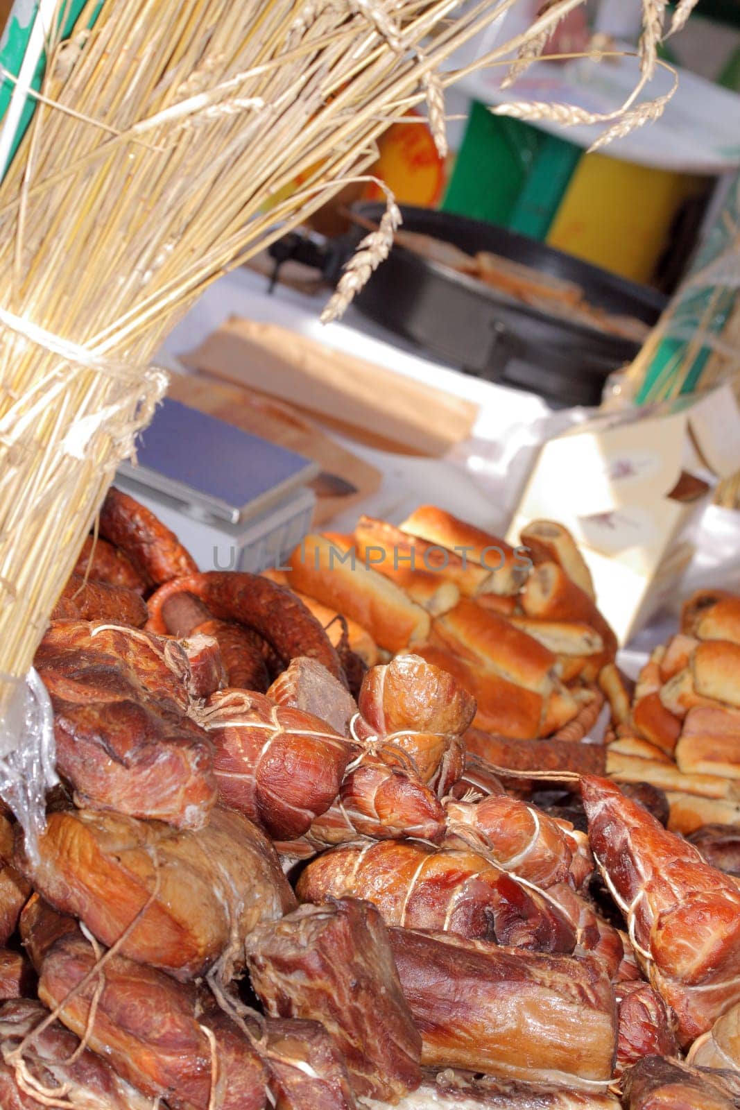 Smoked meat at the street market