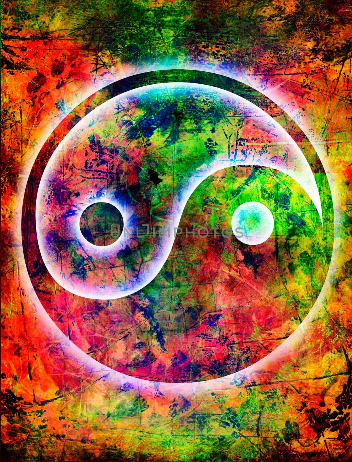 Yin and Yang - hand painted background grunge