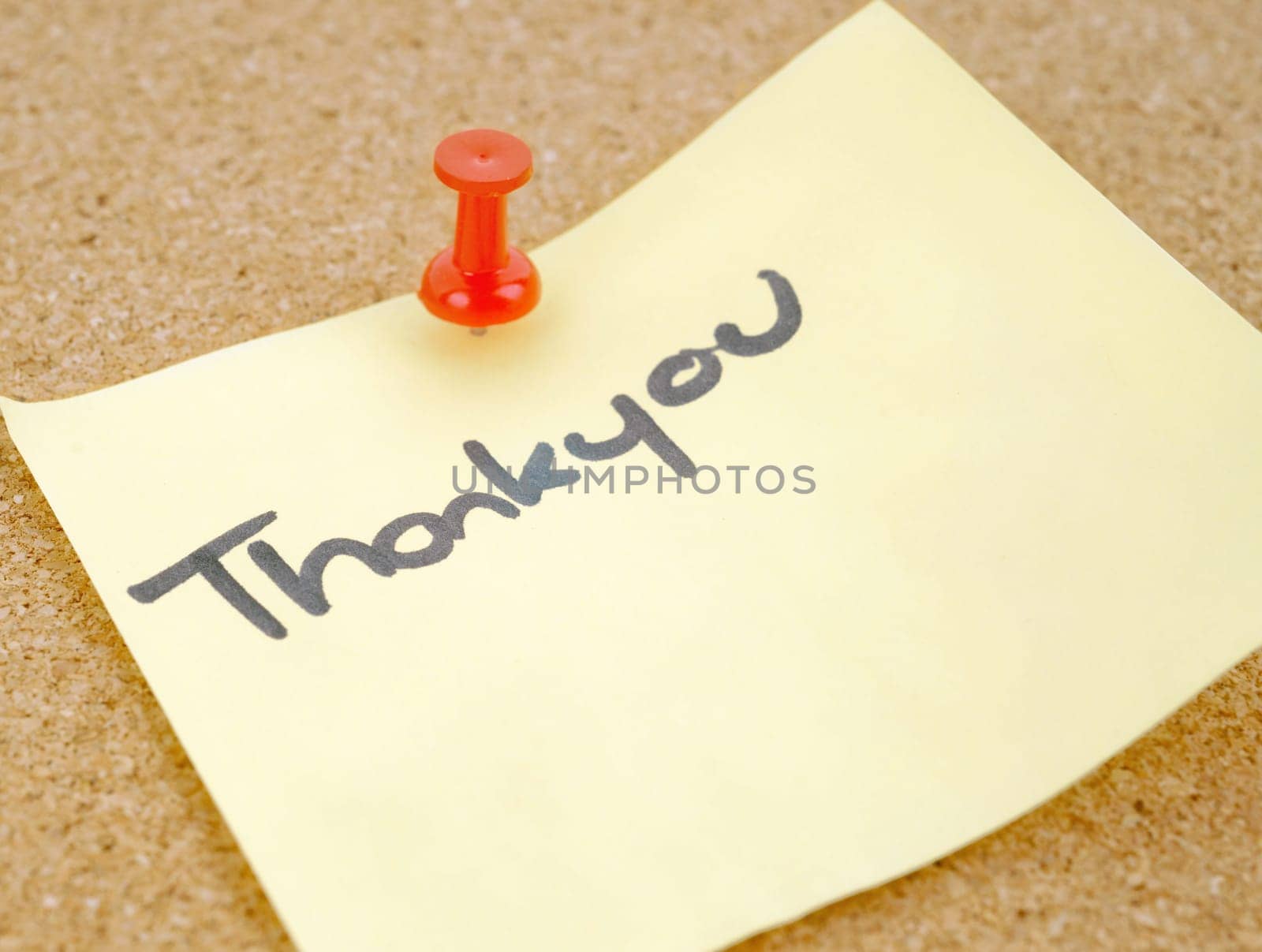 great image of a thankyou note pinned to a corkboard