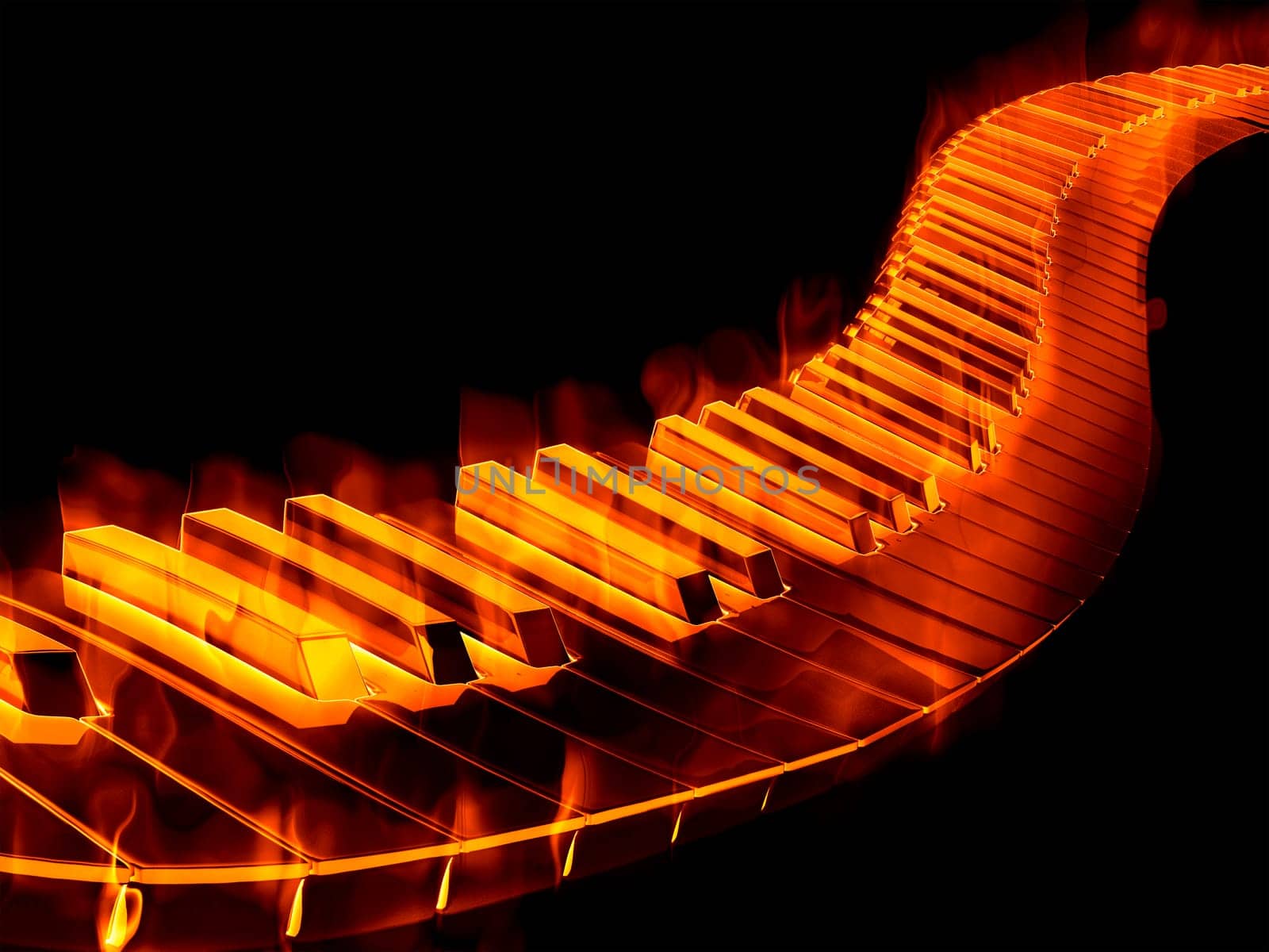 great image of a keyboard or piano keys on fire