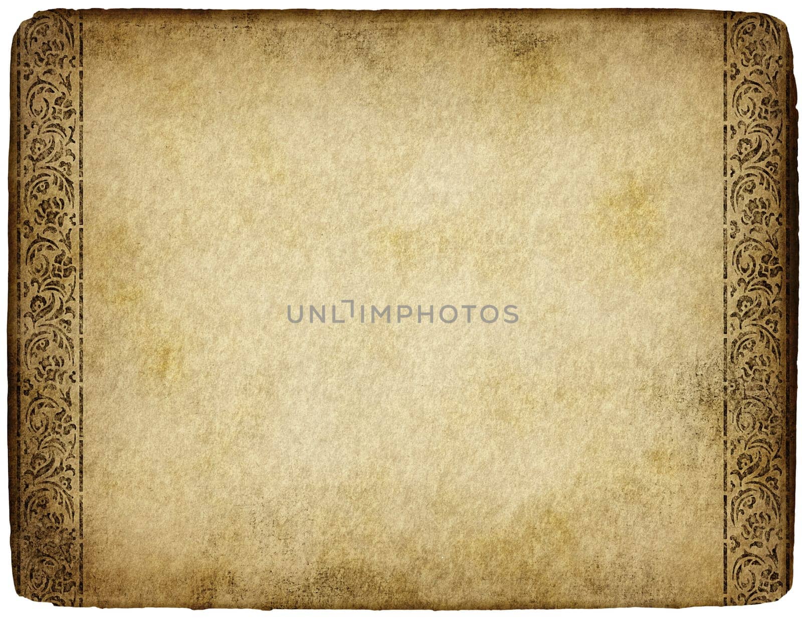old grunge and marked parchment with ornamental design