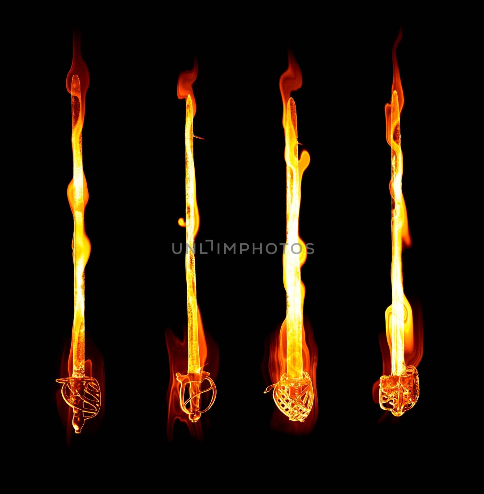 great image of four fiery or flaming swords
