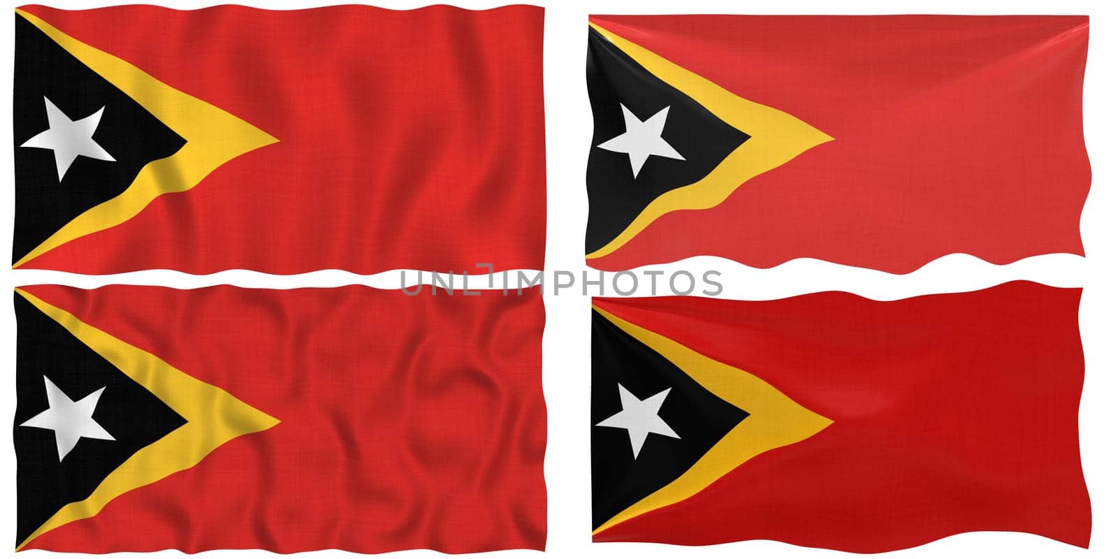 Great Image on white of four Flags of East Timor
