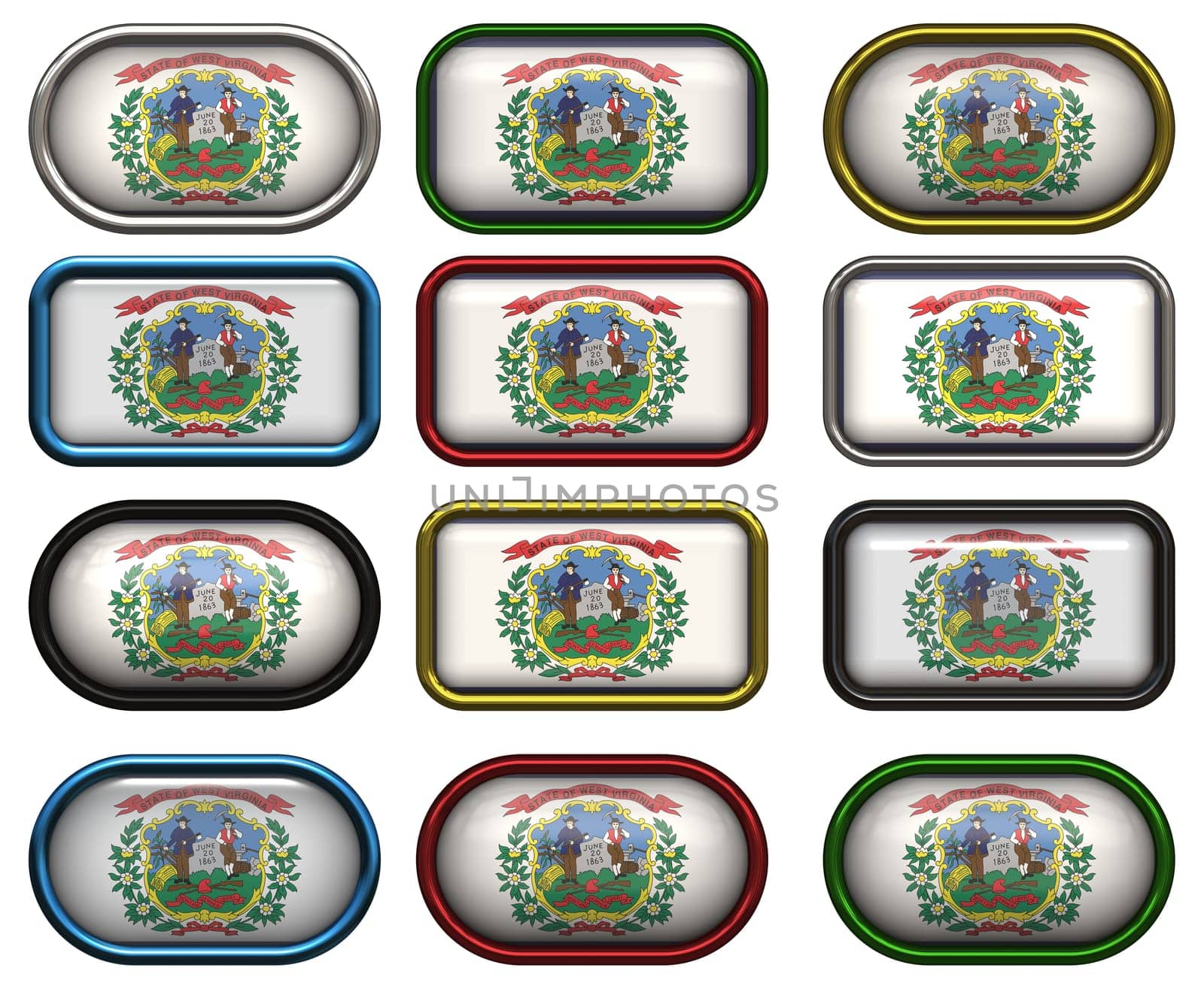 twelve Great buttons of the Flag of west Virginia