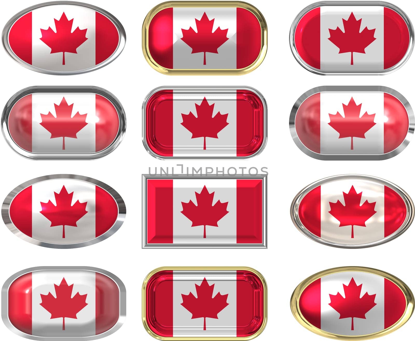 twelve buttons of the the Flag of canada