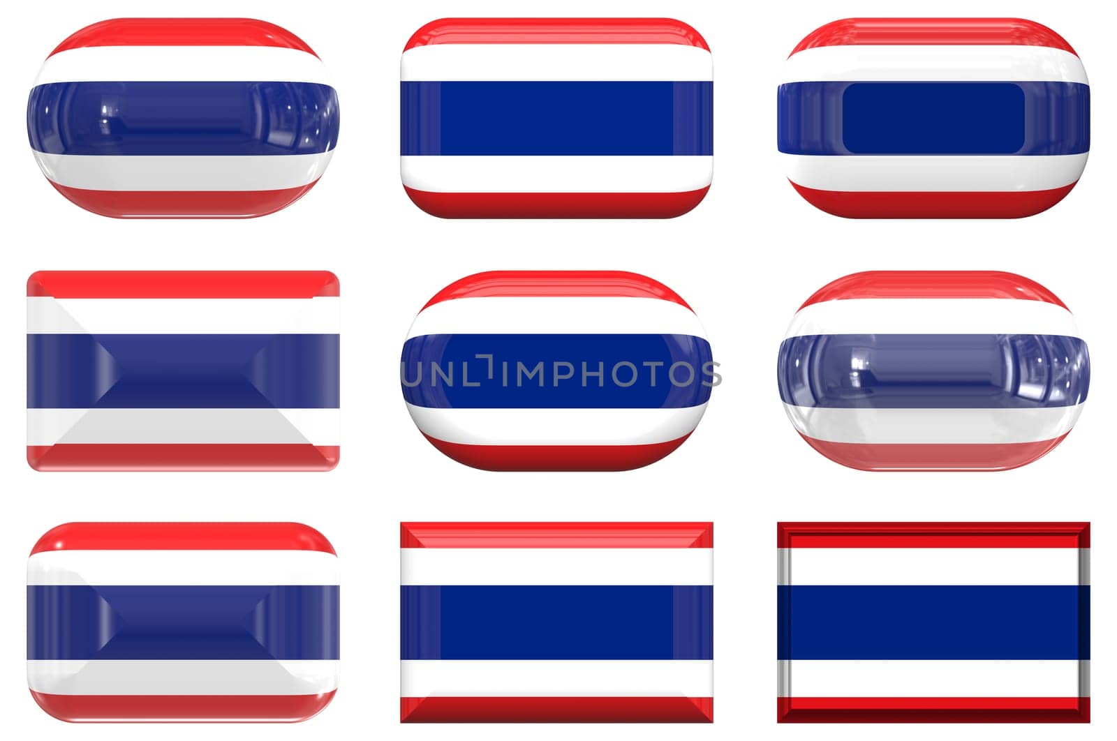 nine glass buttons of the  Flag of Thailand