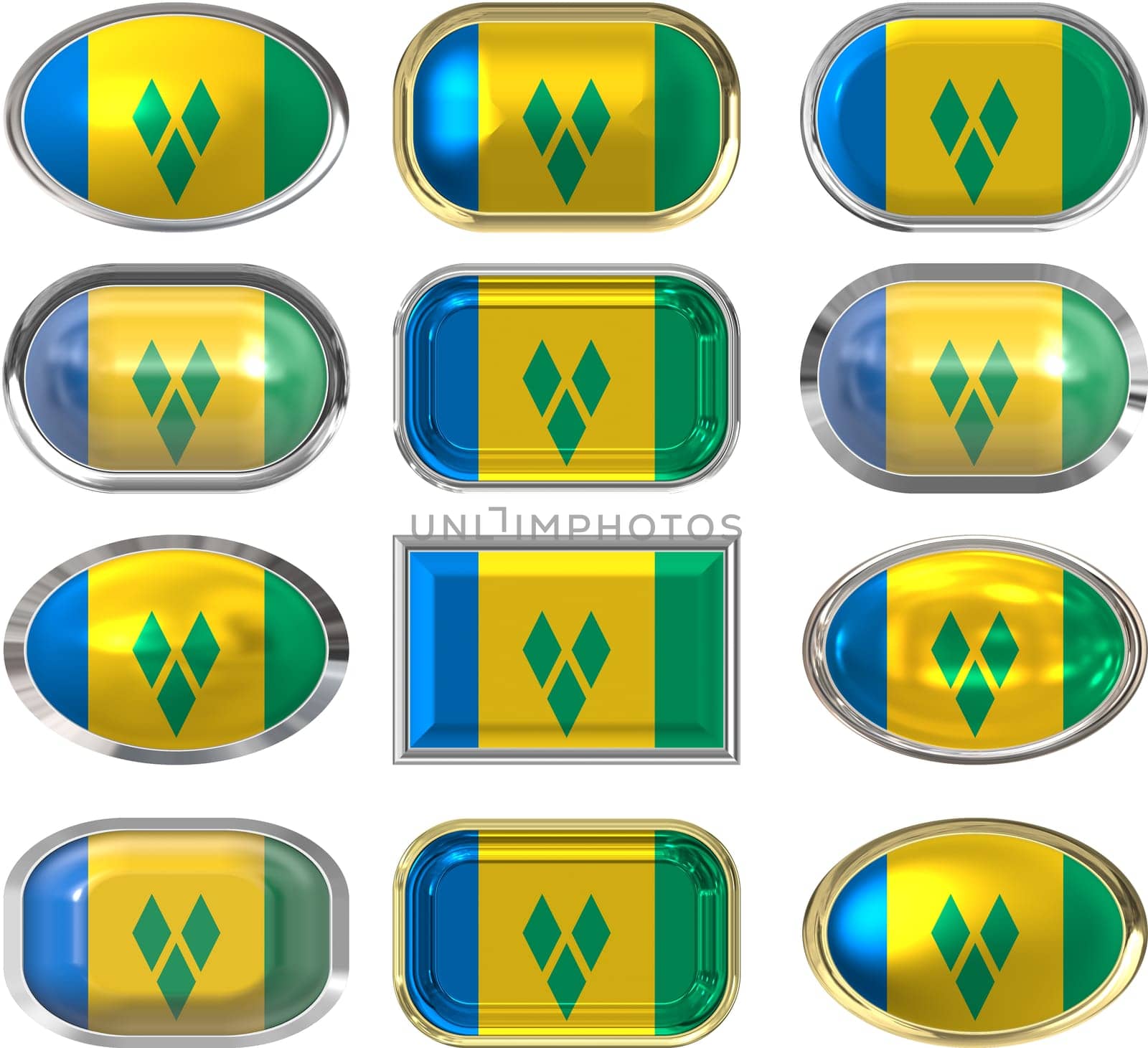 twelve buttons of the Flag of Saint Vincent and the Grenadines