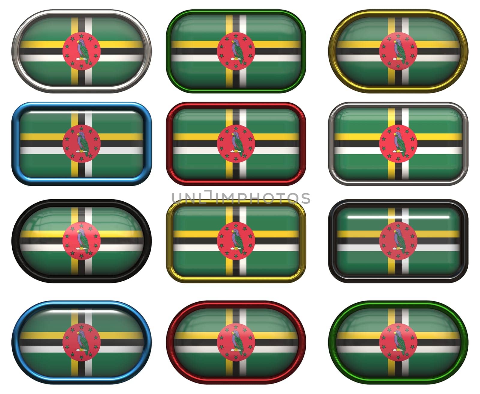 twelve buttons of the  Flag of Dominica