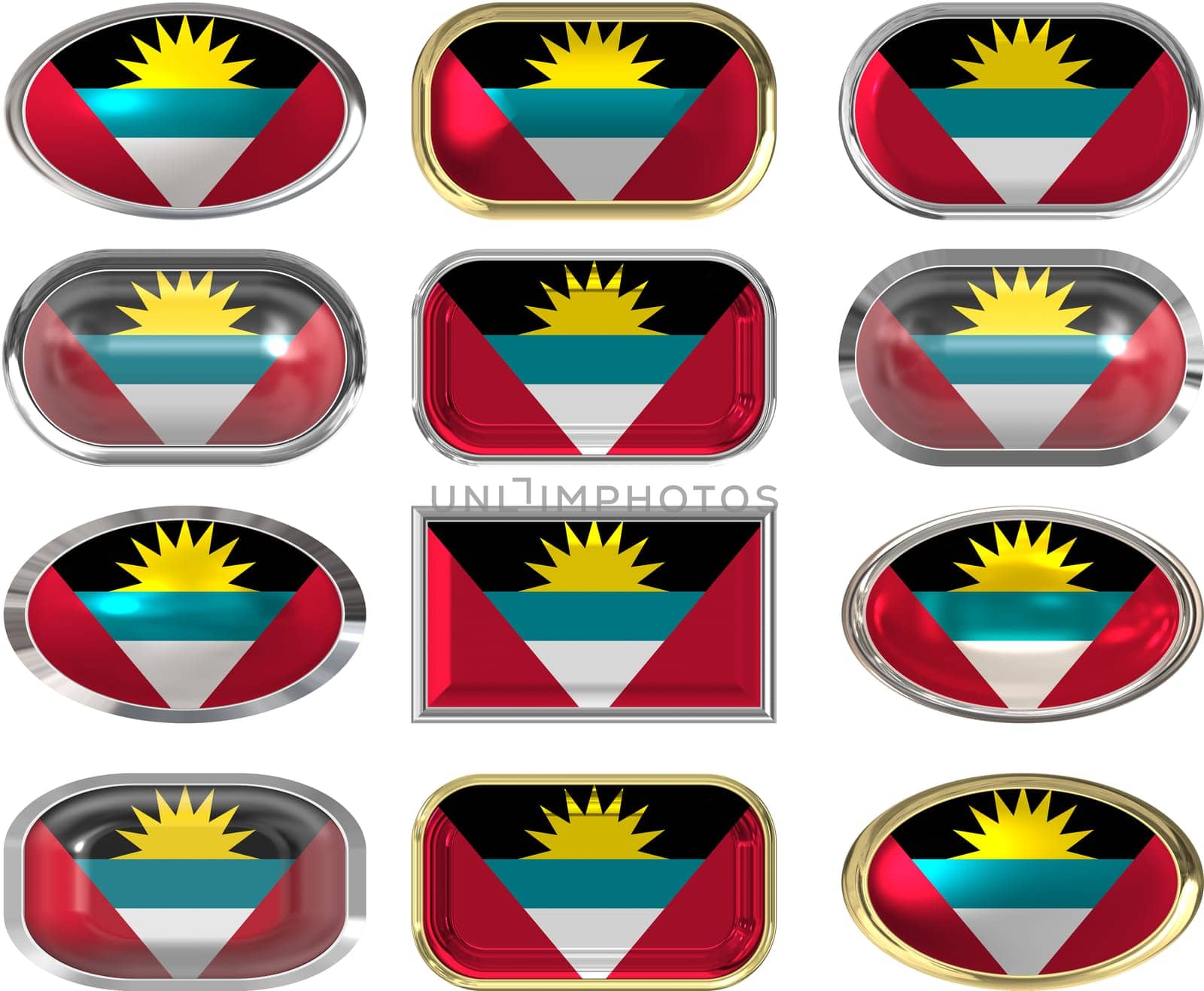 twelve buttons of the  Flag of antigua barbuda