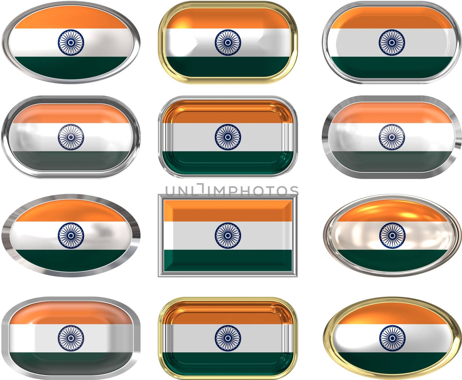 twelve Great buttons of the Flag of India