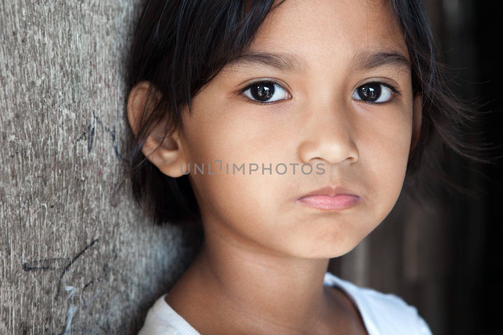 Cute Asian girl puffing her cheeks in the Philippines