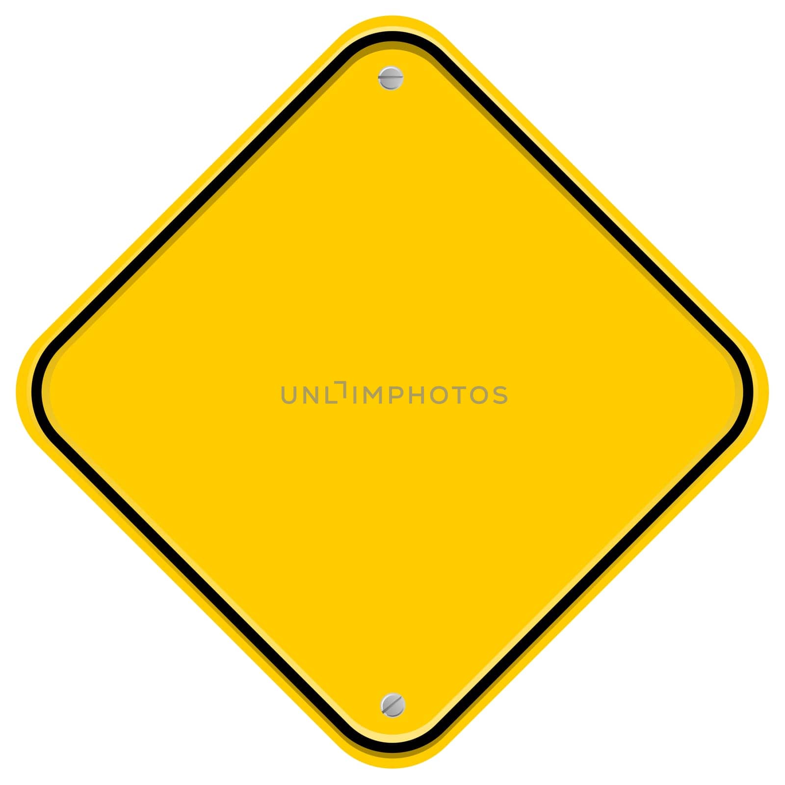 Blank yellow sign isolated on white
