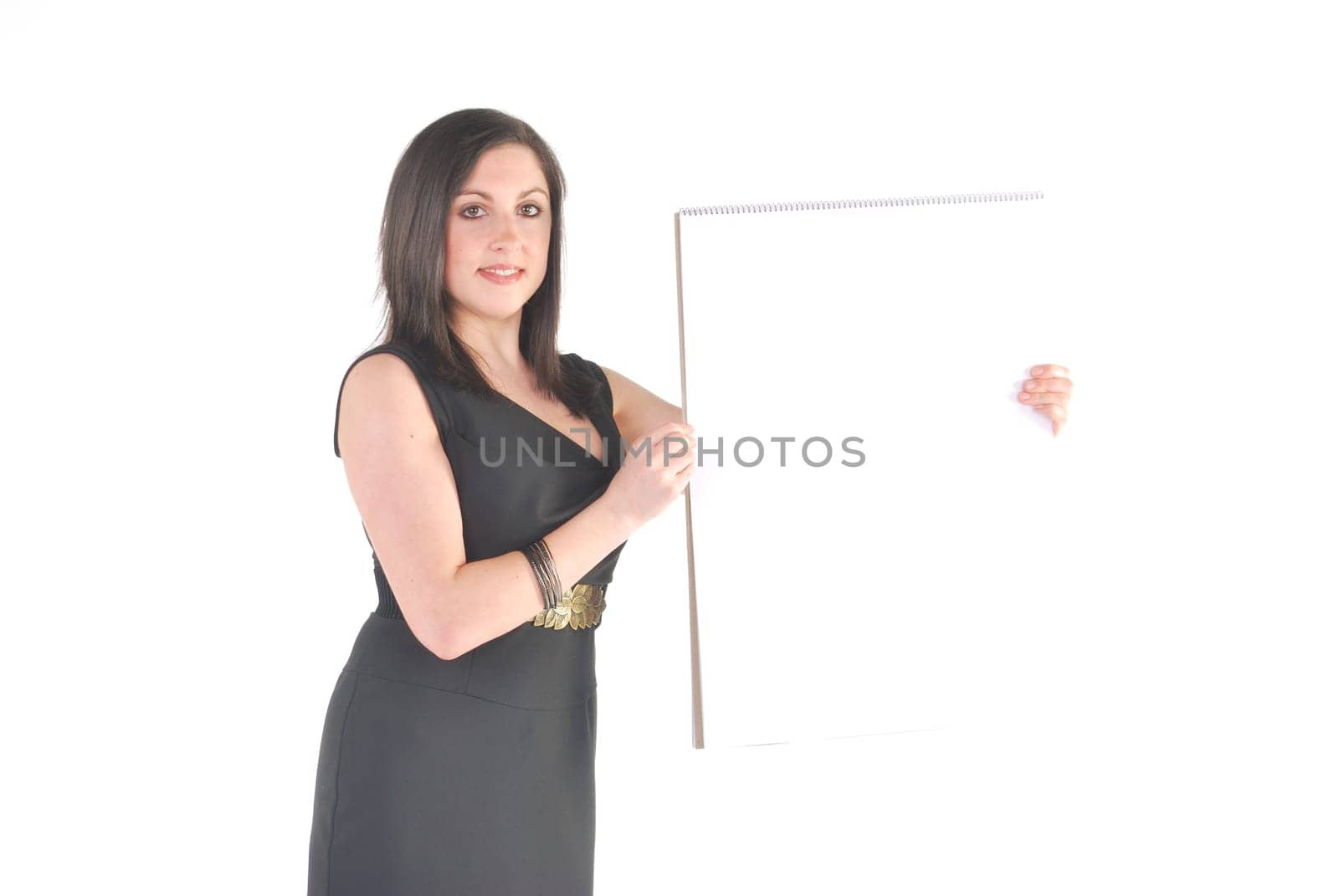 business woman holding flip chart