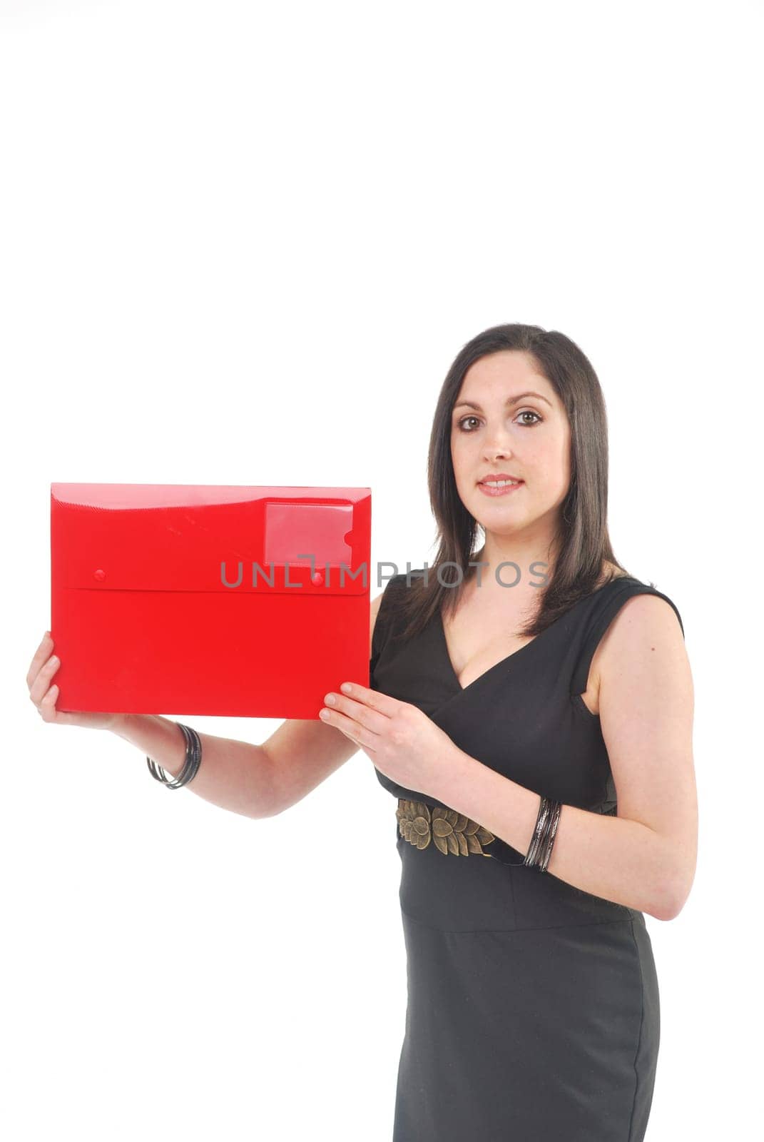 business woman with red file