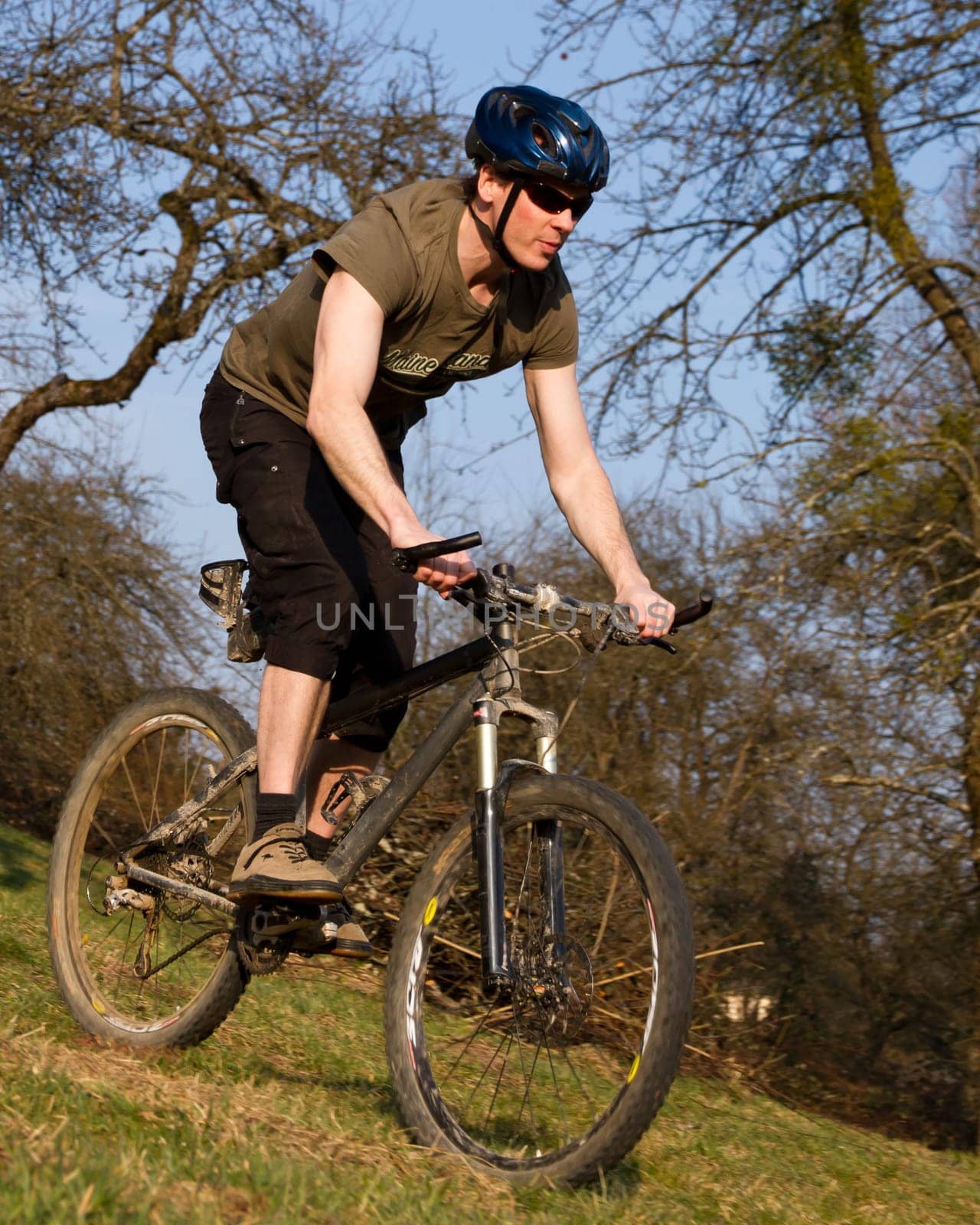 Maountainbiker on a dirt road