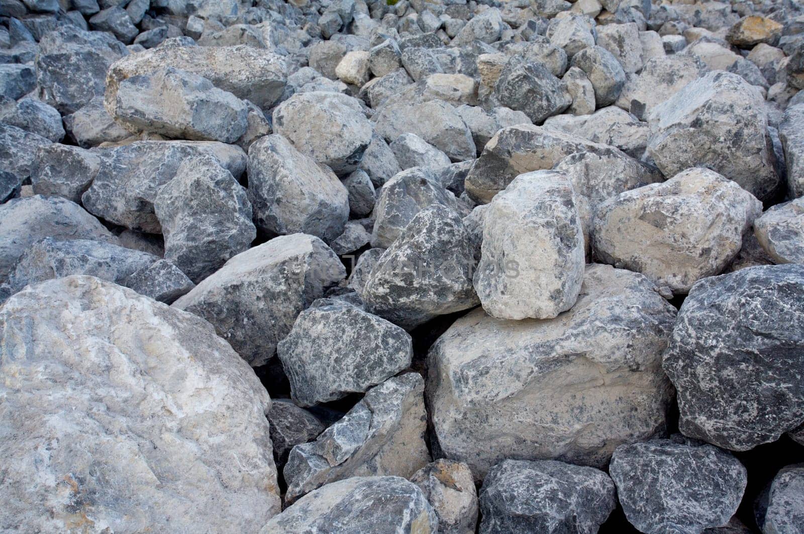Large pile of boulders on construction site