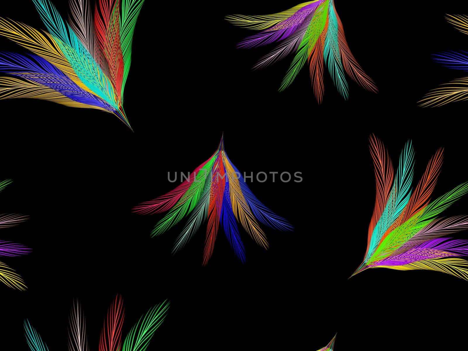 feathers fan seamless pattern