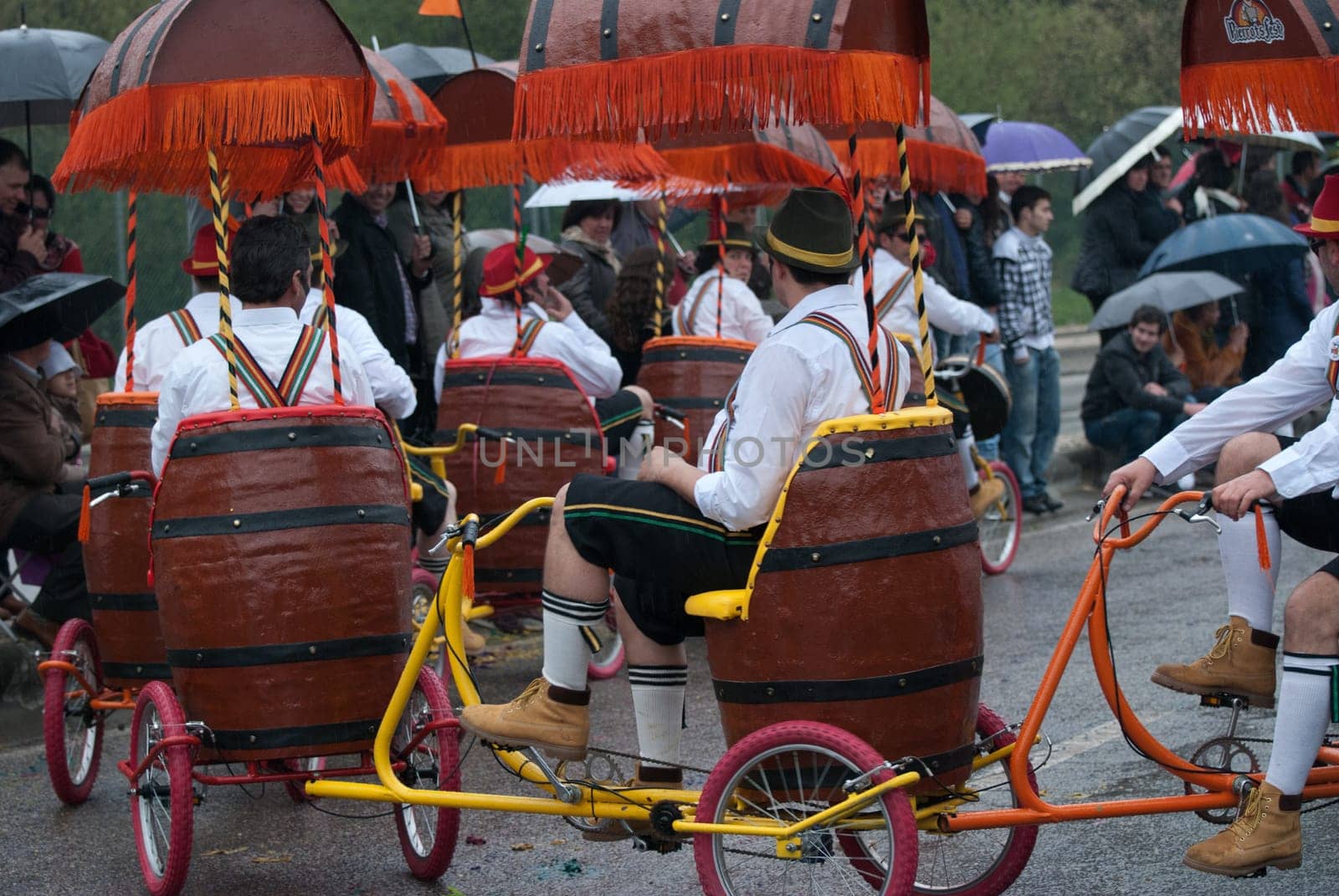 OVAR, PORTUGAL - MARCH 8: Group &#039 Pierrots&#039   during the Carnival Parade on March 8, 2011 in Ovar, Portugal.