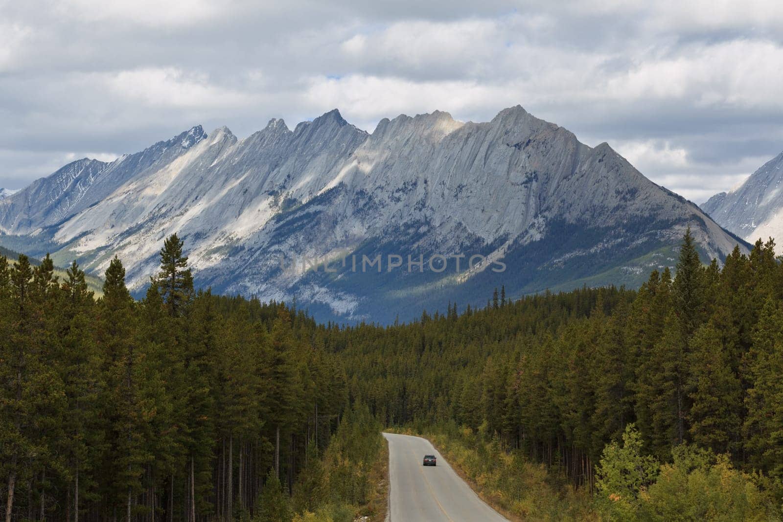 Maligne Road and Colin Range, Jasper National Park, Alberta, Canada