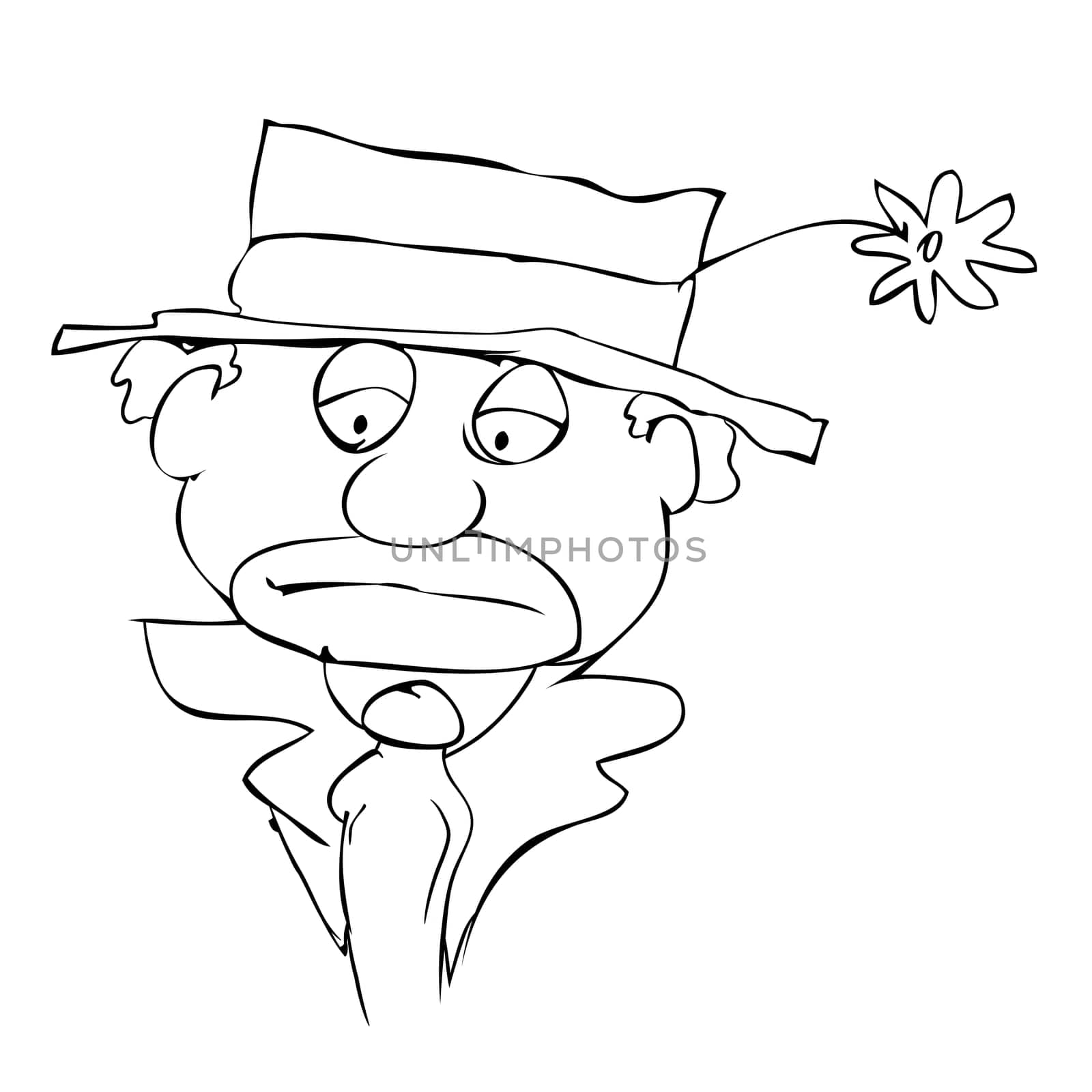 Cartoon illustration of the mournful clown - sad face