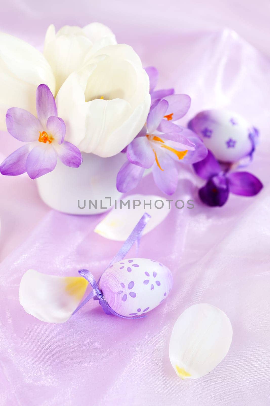 Easter detail with crocus flowers or spring motive