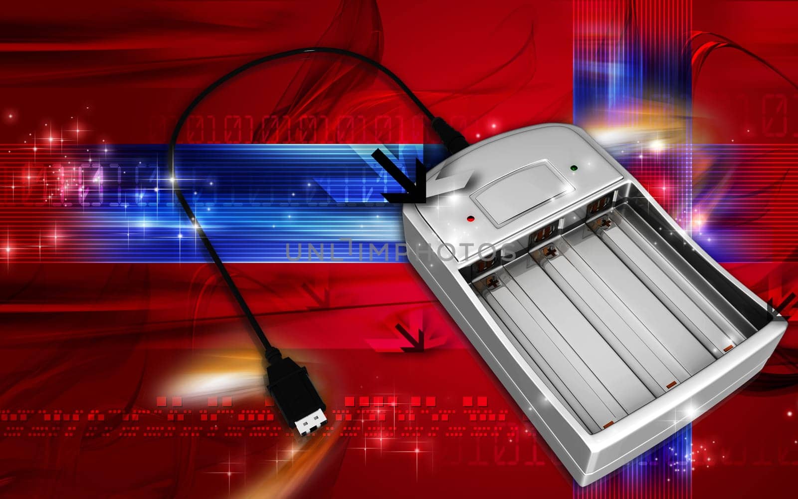 Digital illustration of AAA Charger in colour background