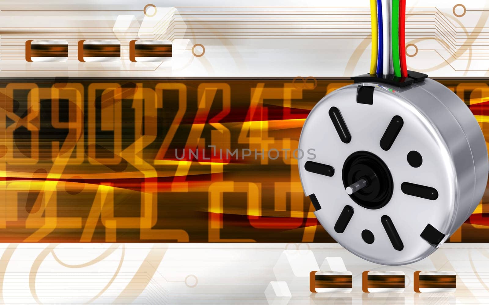 Digital illustration of electric stepper in colour background