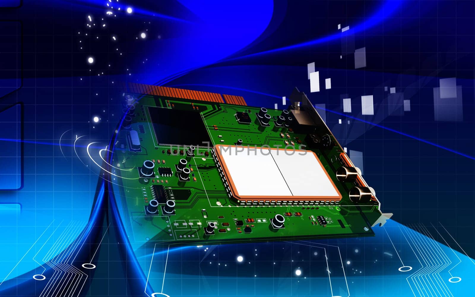 Digital illustration of video capture card in colour background