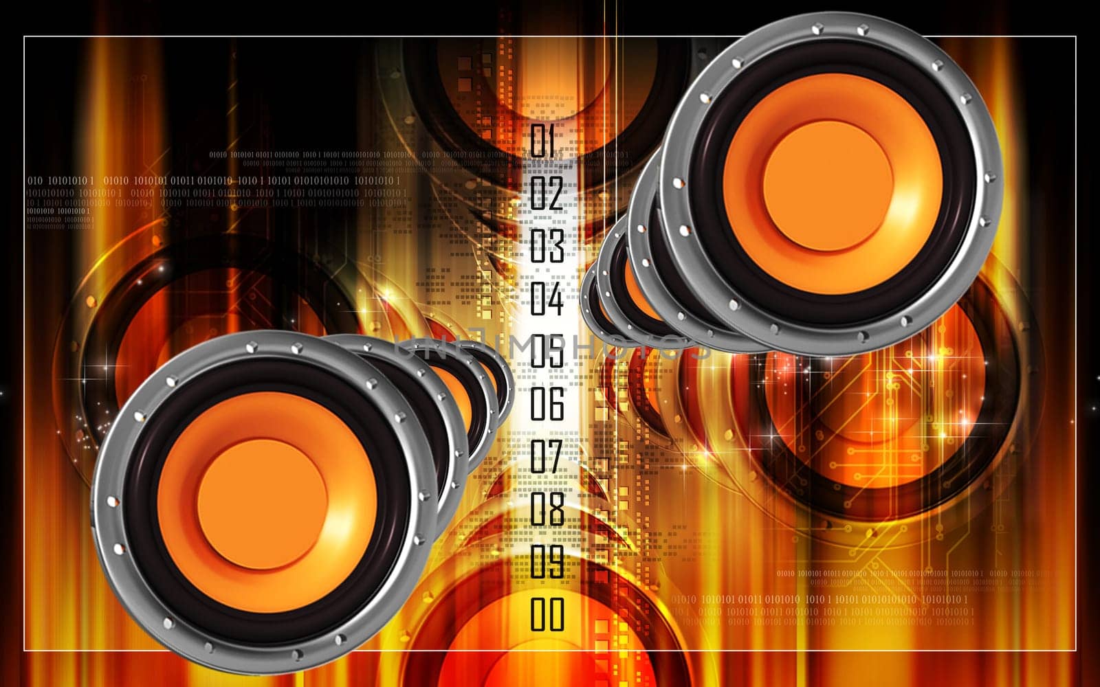 Digital illustration of car stereo in colour background