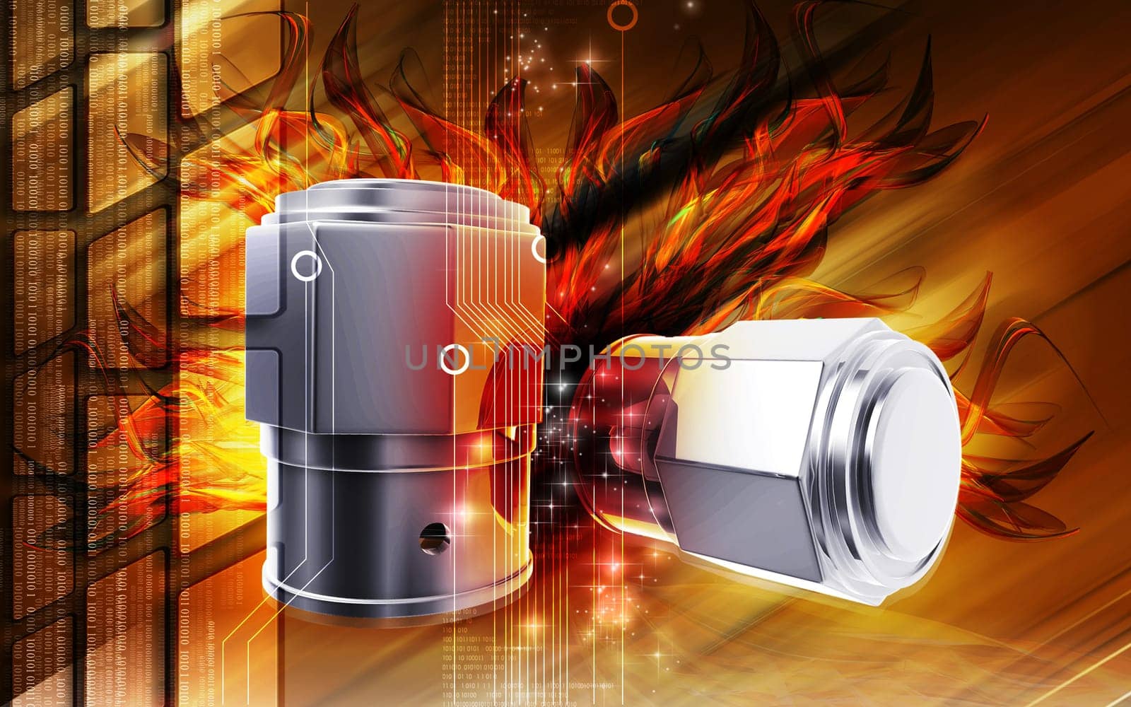Digital illustration of Valve caps in colour background